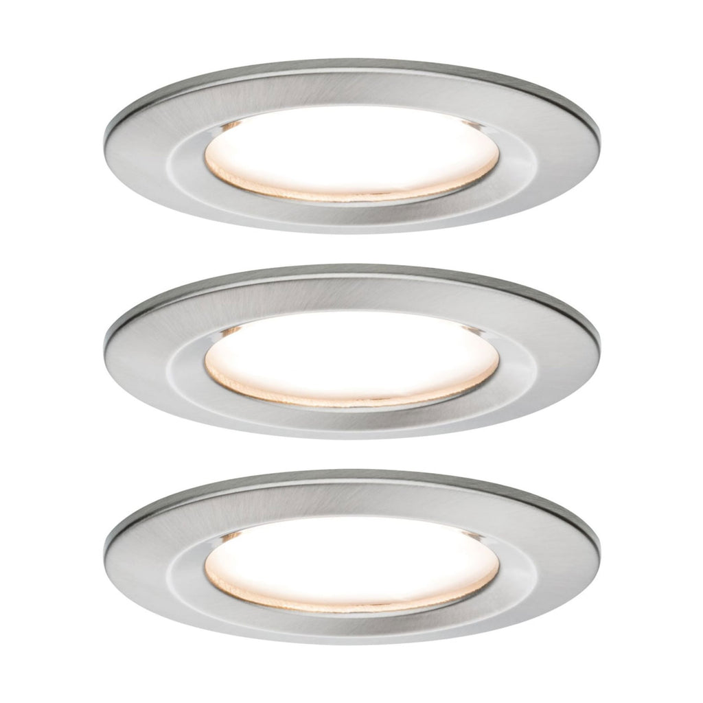 LED innbyggingsspot Nova Coin 3er-sett dimbar aluminium IP44 forfra