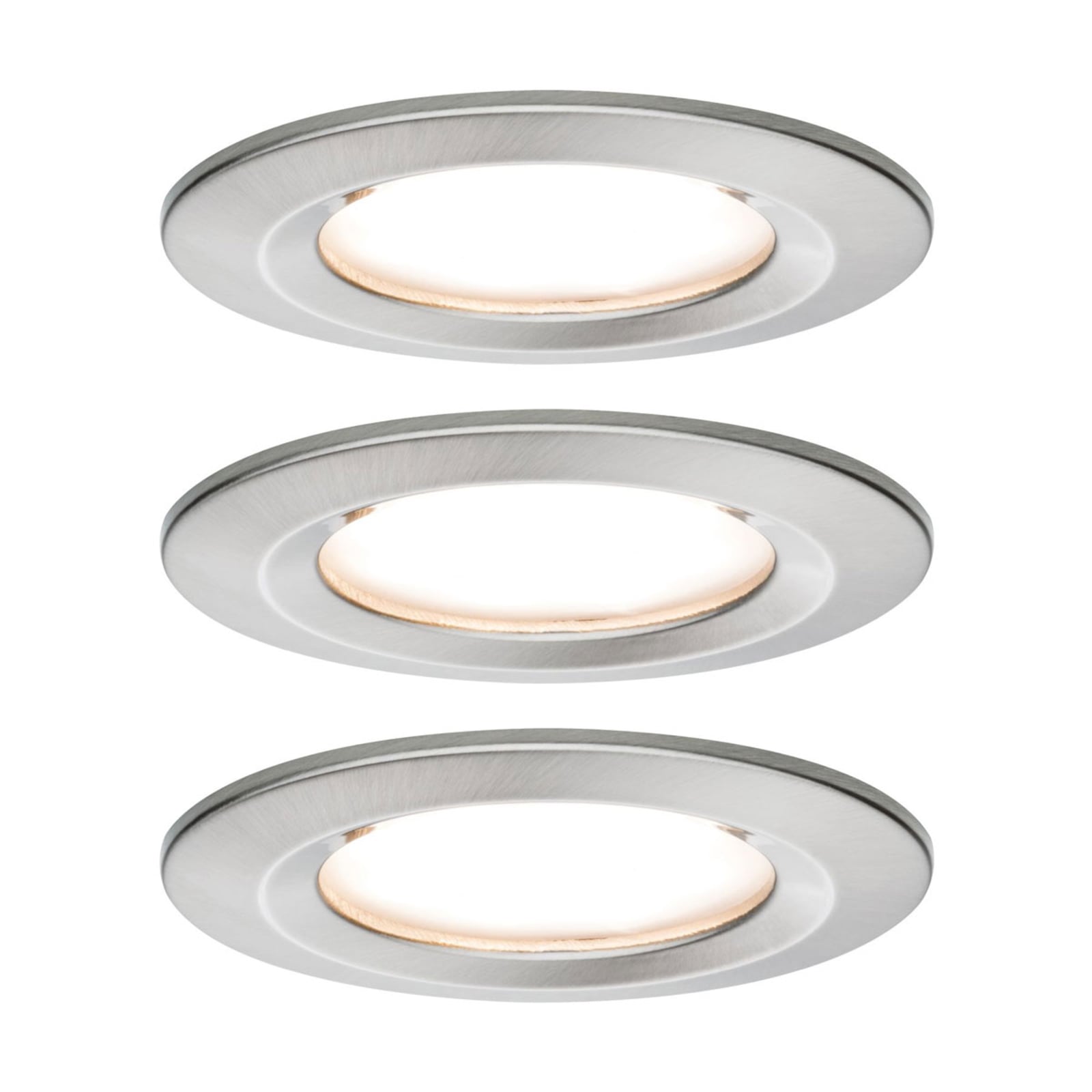 LED innbyggingsspot Nova Coin 3er-sett dimbar aluminium IP44 forfra
