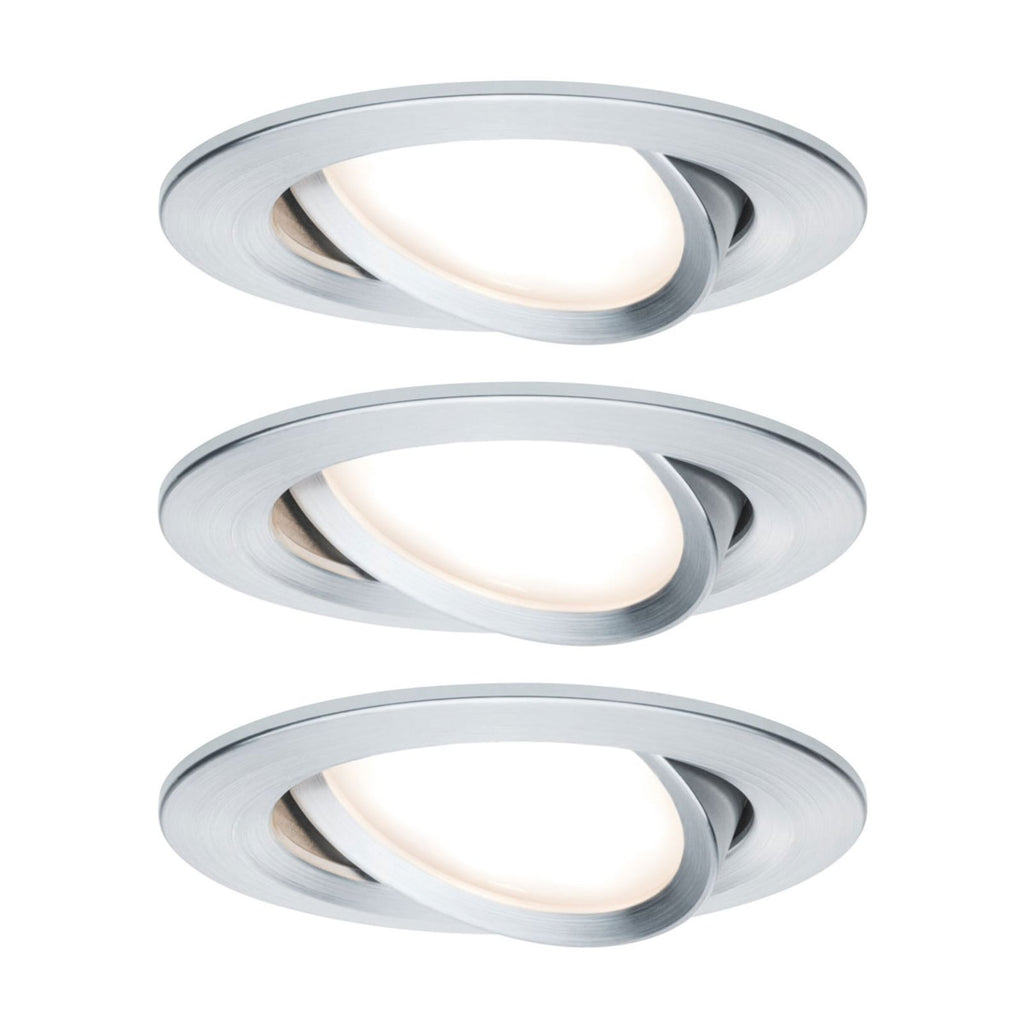 LED innbyggingsspot Nova Coin svingbar aluminium front