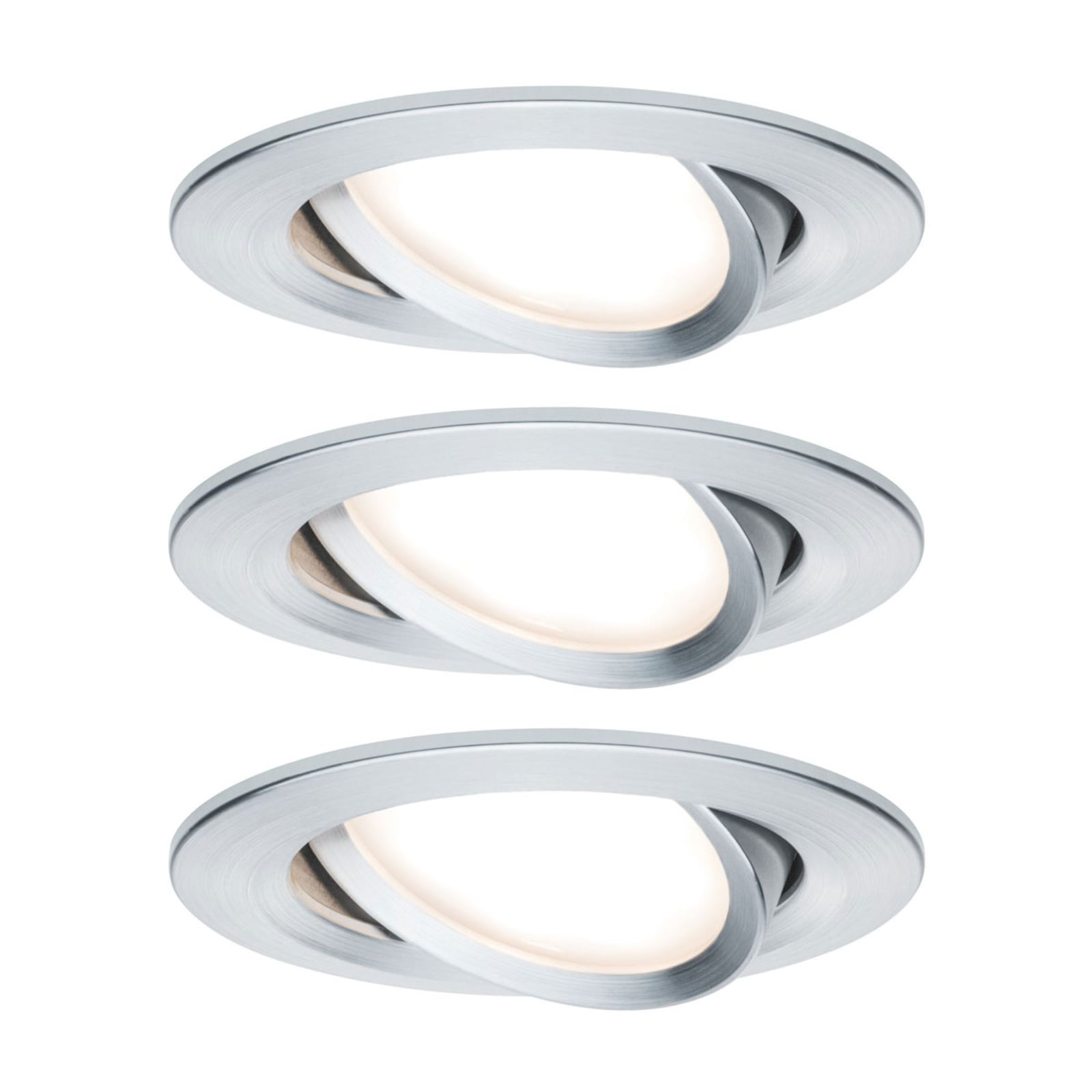 LED innbyggingsspot Nova Coin svingbar aluminium front
