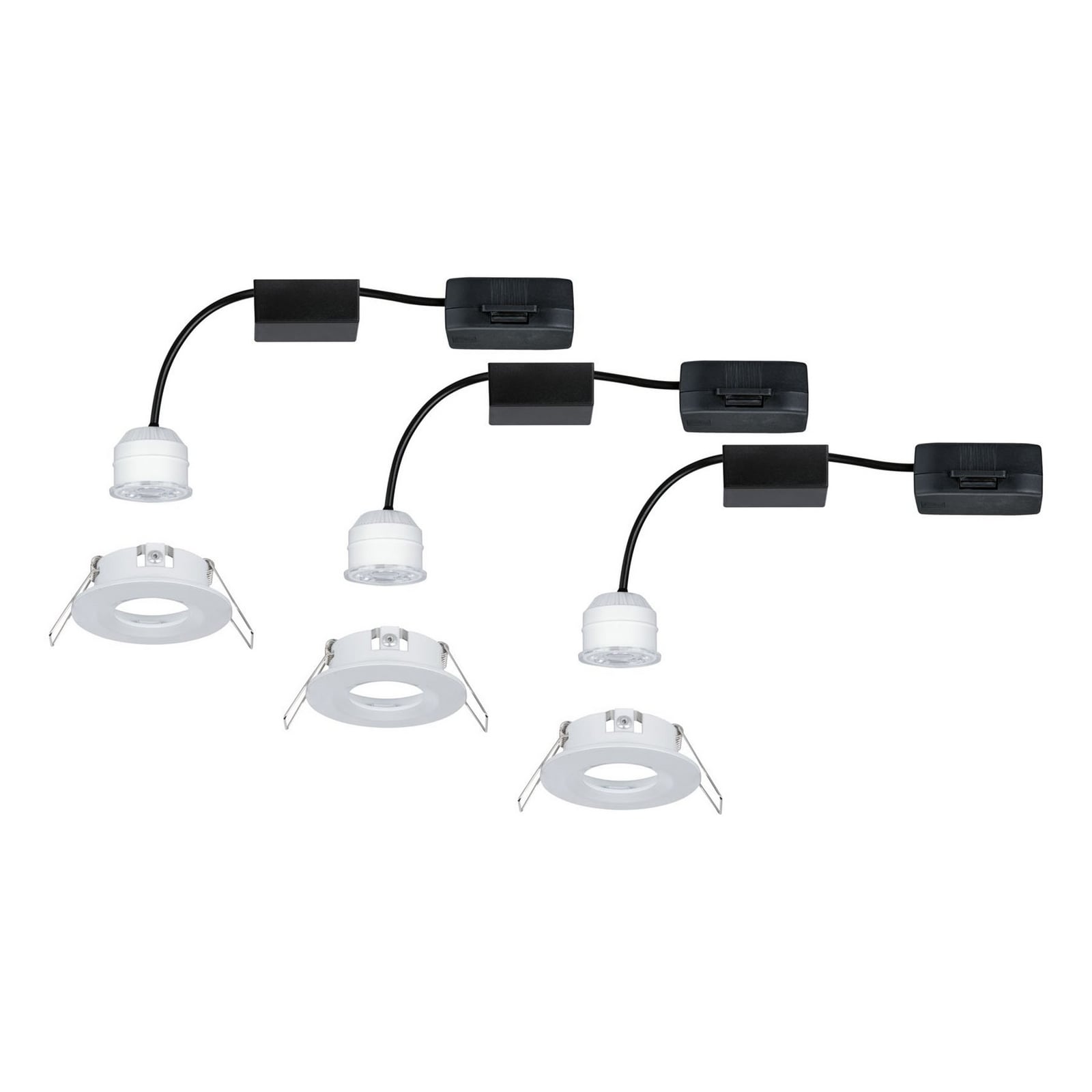 LED innbyggingsspot Nova mini 3-pack i bruk i moderne interiør