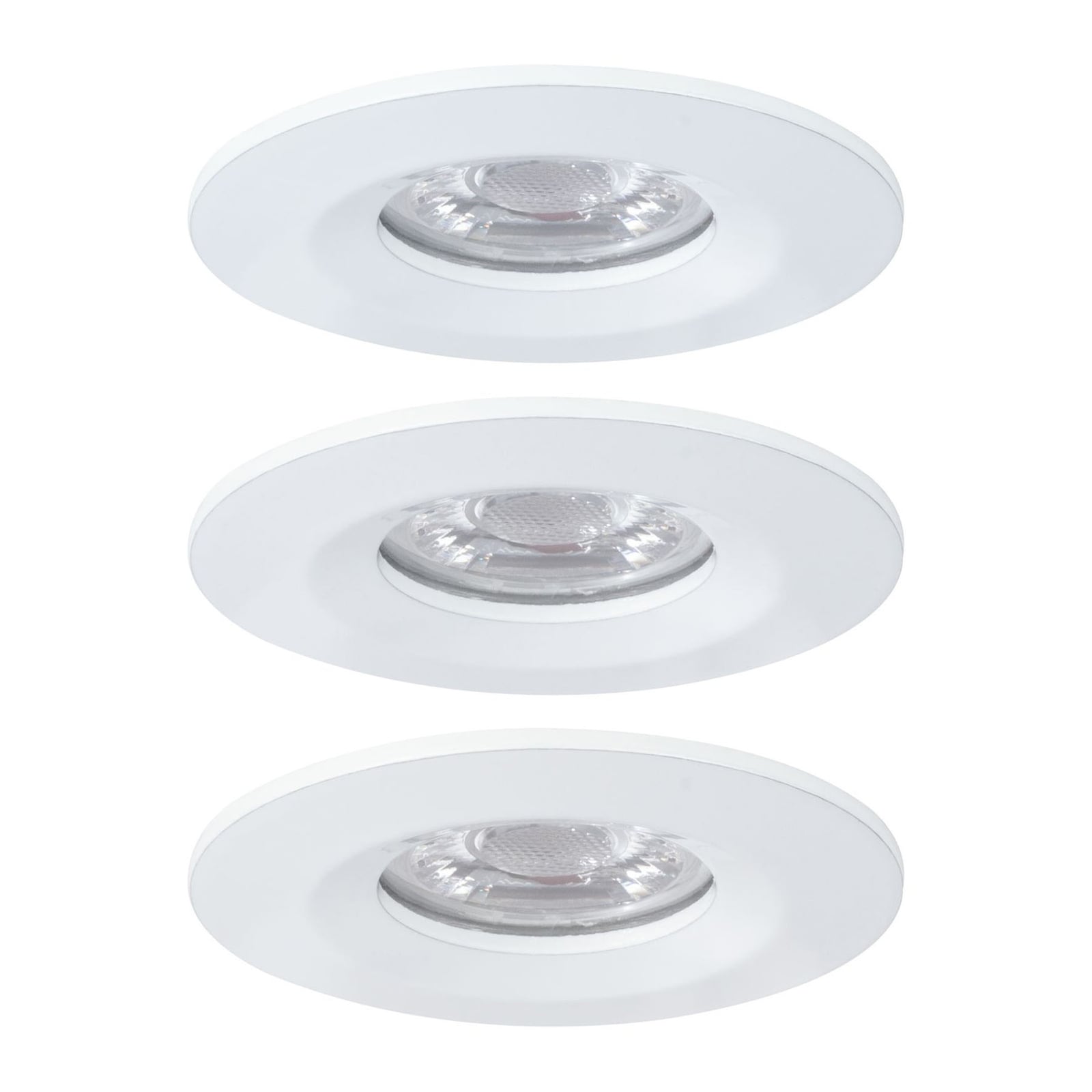 Detalj av LED innbyggingsspot Nova mini 3-pack i hvit matt aluminium