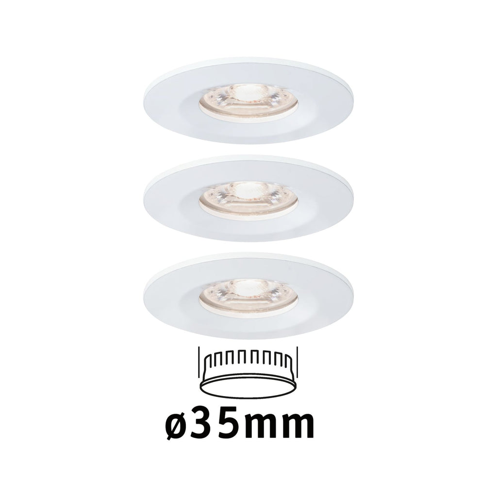 LED innbyggingsspot Nova mini 3-pack Ø6,5 cm IP44 hvit forfra