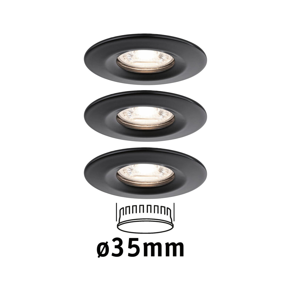 LED innbyggingsspot Nova Mini 3-pack matt svart 4W Paulmann forfra