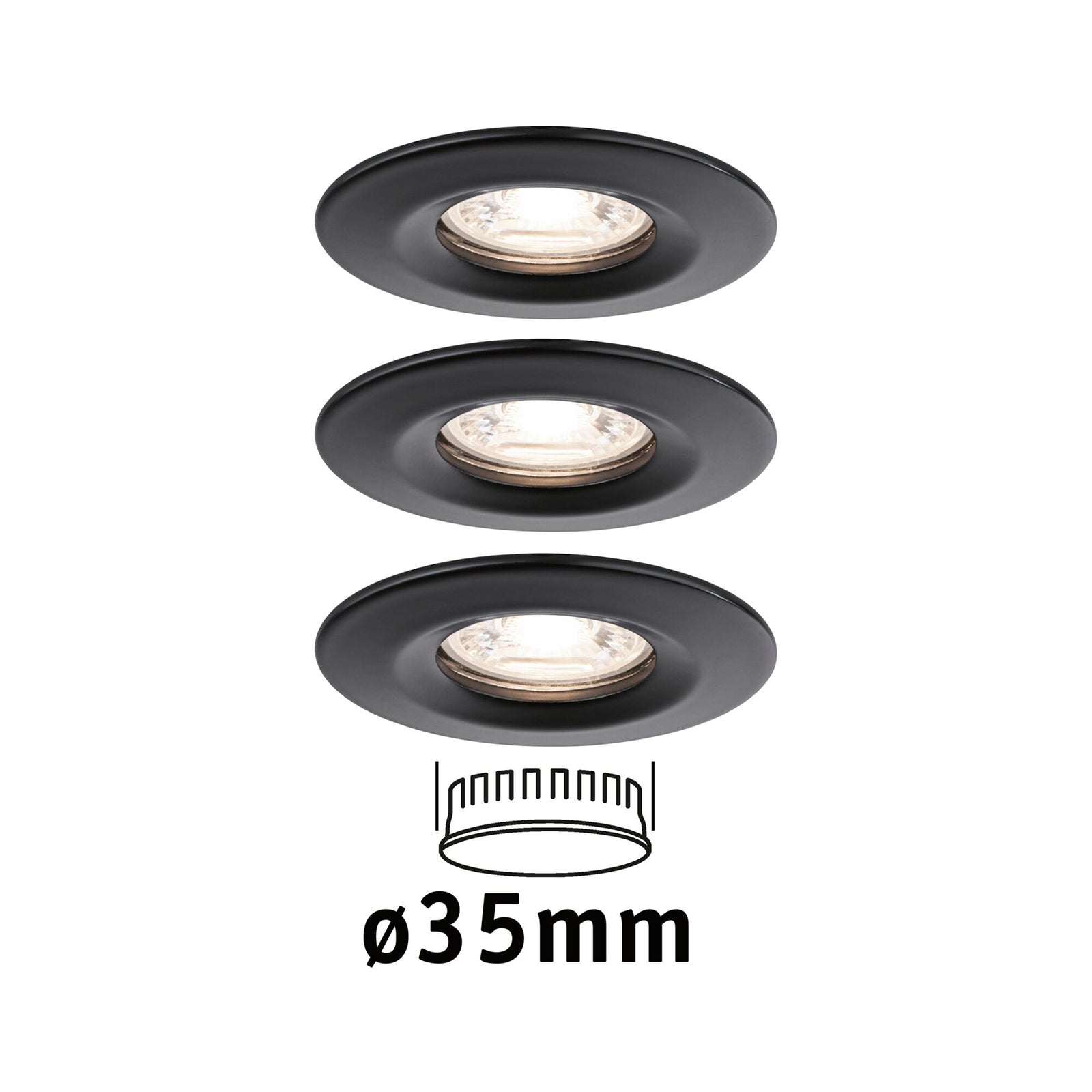 LED innbyggingsspot Nova Mini 3-pack matt svart 4W Paulmann bakside