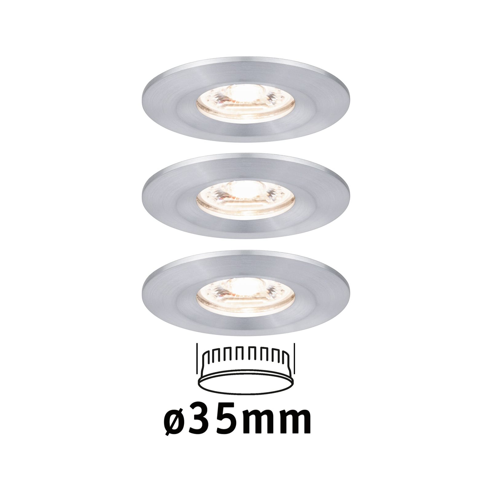 LED innbyggingsspot Nova mini 3-sett aluminium Paulmann detalj