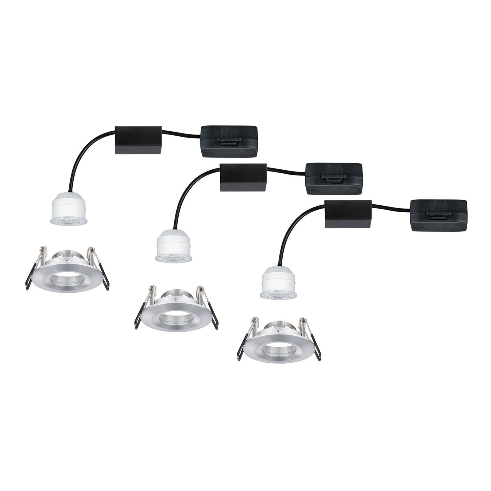 LED innbyggingsspot Nova mini 3-sett aluminium Paulmann med tilkoblingsboks