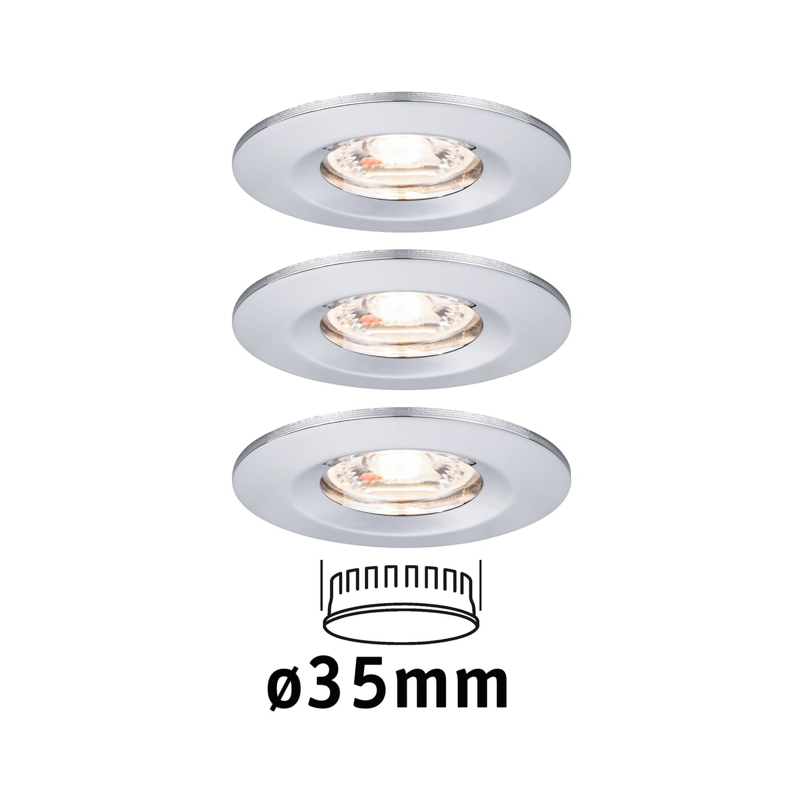 LED innbyggingsspot Nova mini 3-sett krom IP44 detalj