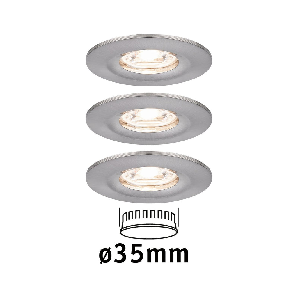 LED innbyggingsspot Nova mini 3-sett Zigbee IP44 børstet stål forfra