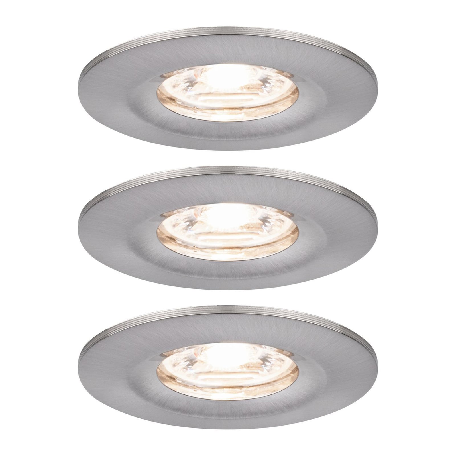 LED innbyggingsspot Nova mini 3-sett Zigbee IP44 børstet stål bakside