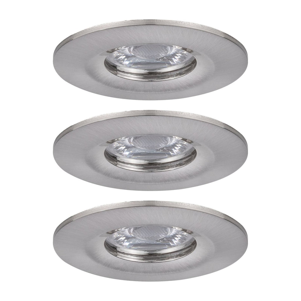 LED innbyggingsspot Nova mini 3-sett Zigbee IP44 børstet stål detalj