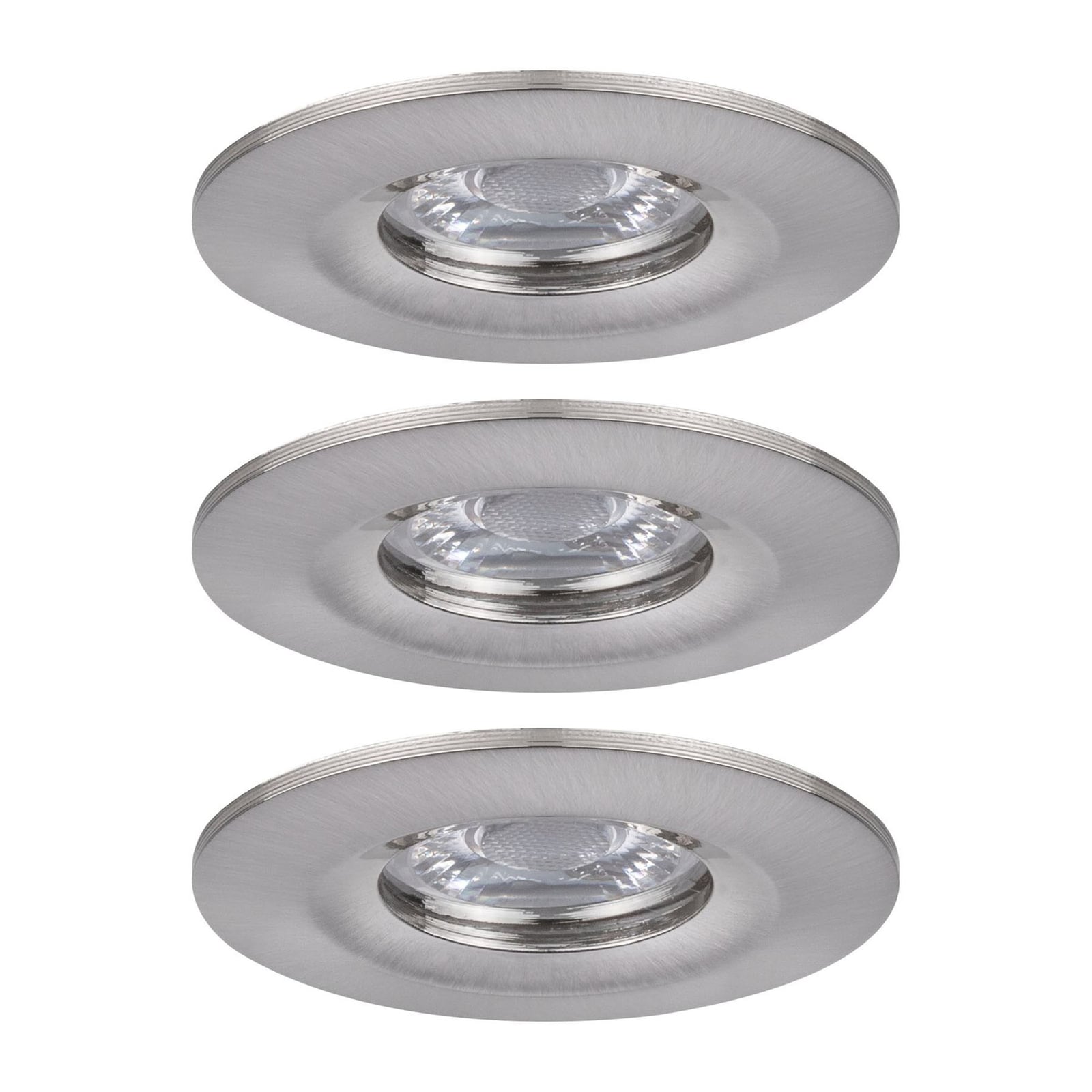 LED innbyggingsspot Nova mini 3-sett Zigbee IP44 børstet stål detalj