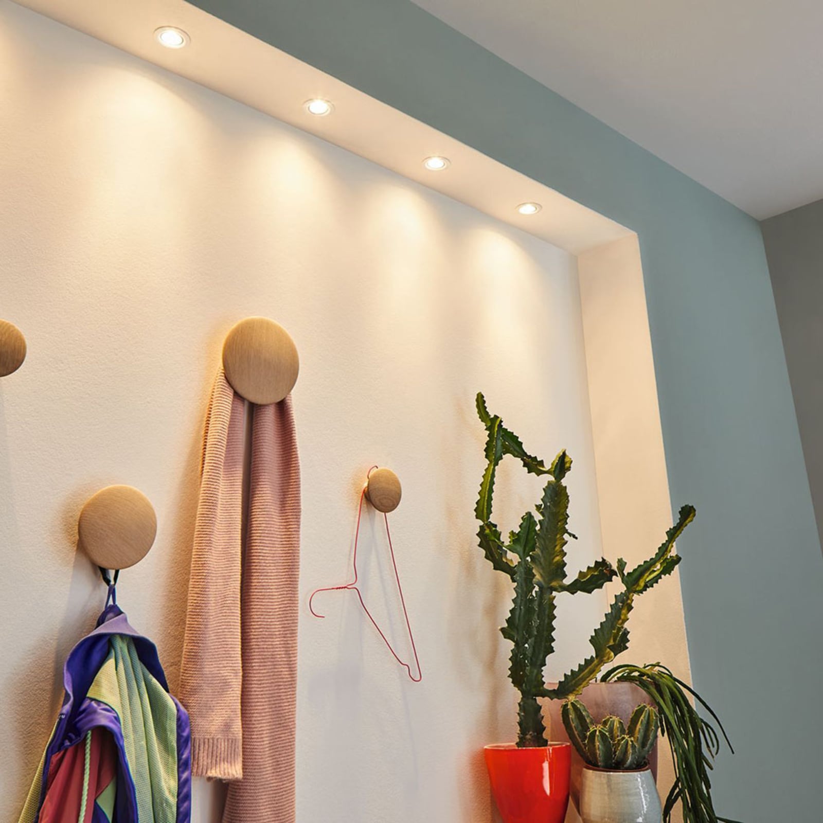 LED innbyggingsspot Nova mini 3-sett Zigbee IP44 børstet stål montert i tak