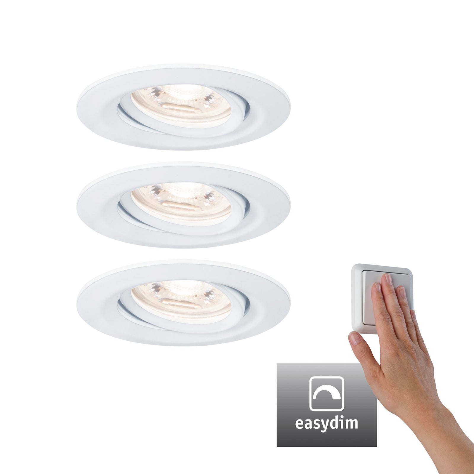 LED innbyggingsspot Nova mini Plus 3-pack dimbar hvit montert