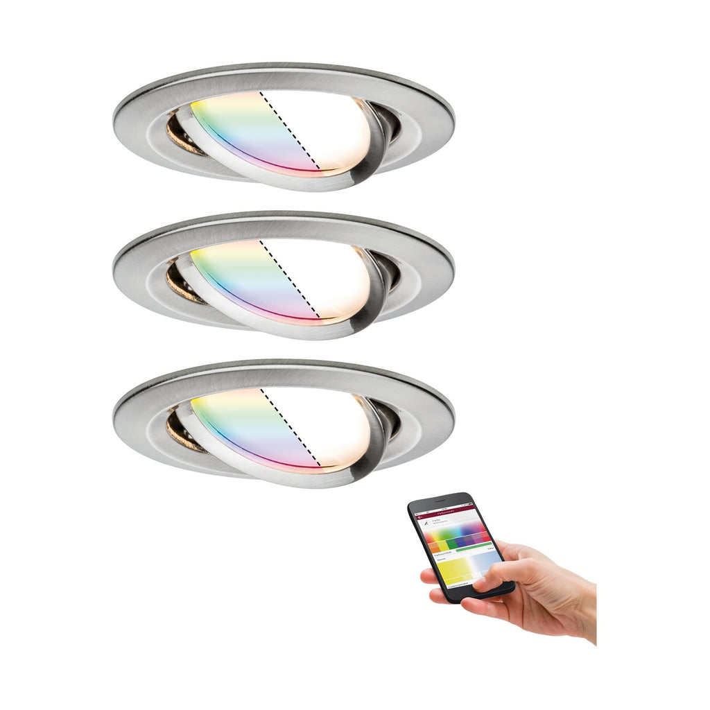 LED innbyggingsspot Nova Plus 3-pack RGBW Zigbee børstet stål bakside