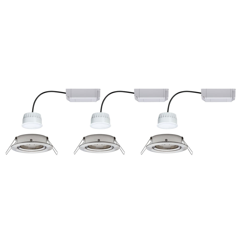 Detalj av LED innbyggingsspot Nova Plus 3-pack RGBW Zigbee børstet stål