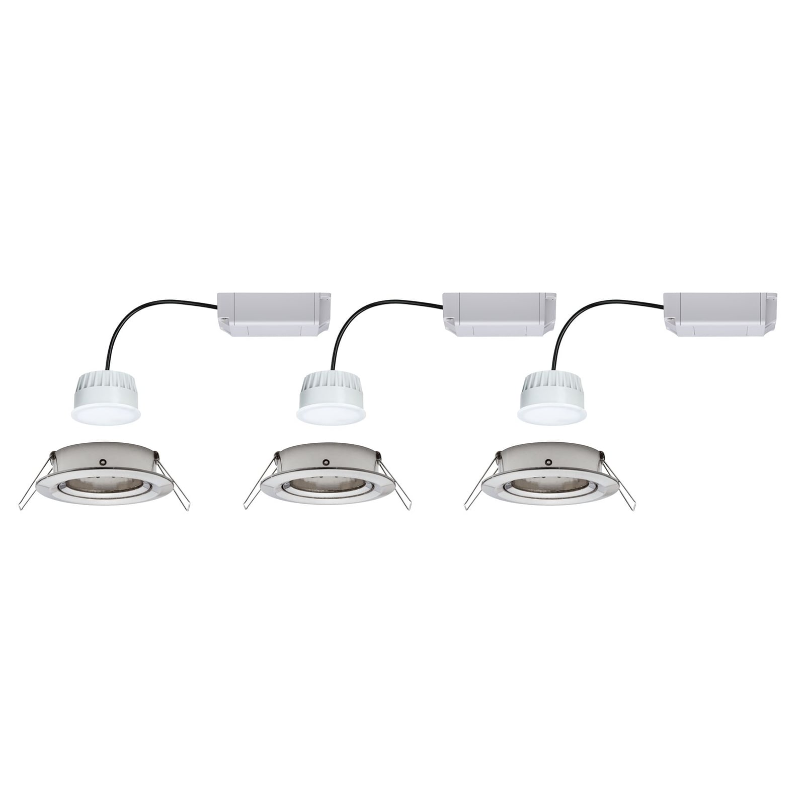Detalj av LED innbyggingsspot Nova Plus 3-pack RGBW Zigbee børstet stål