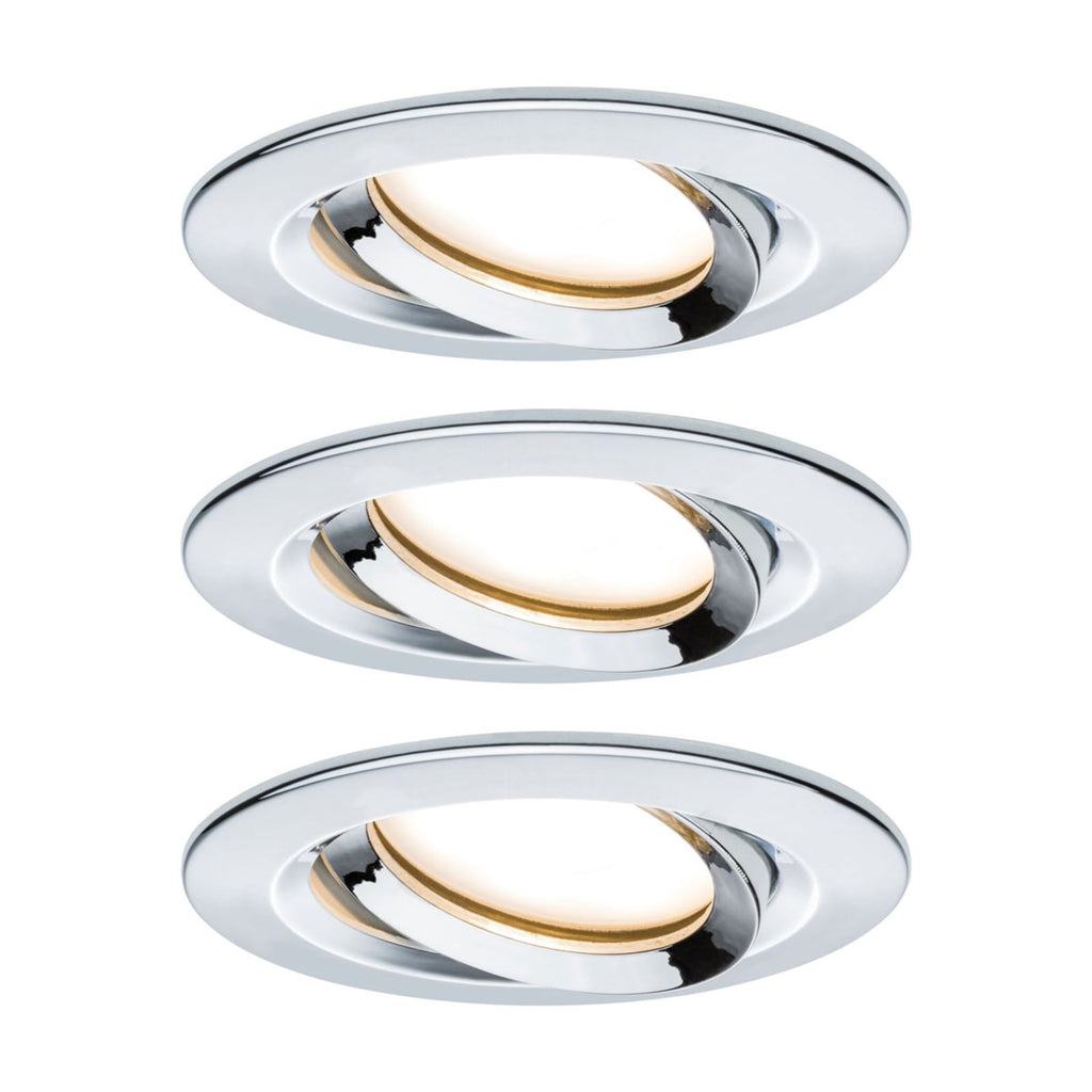 LED innbyggingsspot Nova Plus 3-pack svingbar krom IP65 forfra