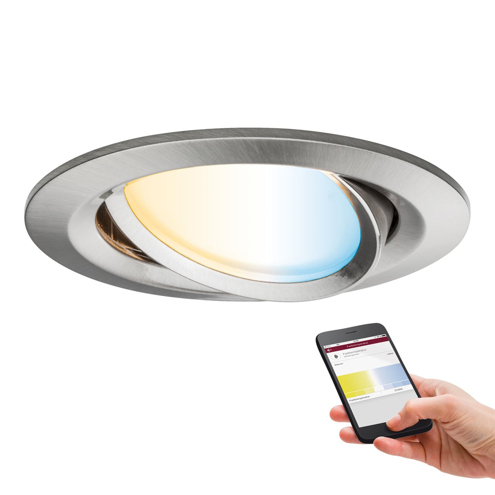Detalj av LED innbyggingsspot Nova Plus CCT dimbar Zigbee Ø8,4 cm Paulmann