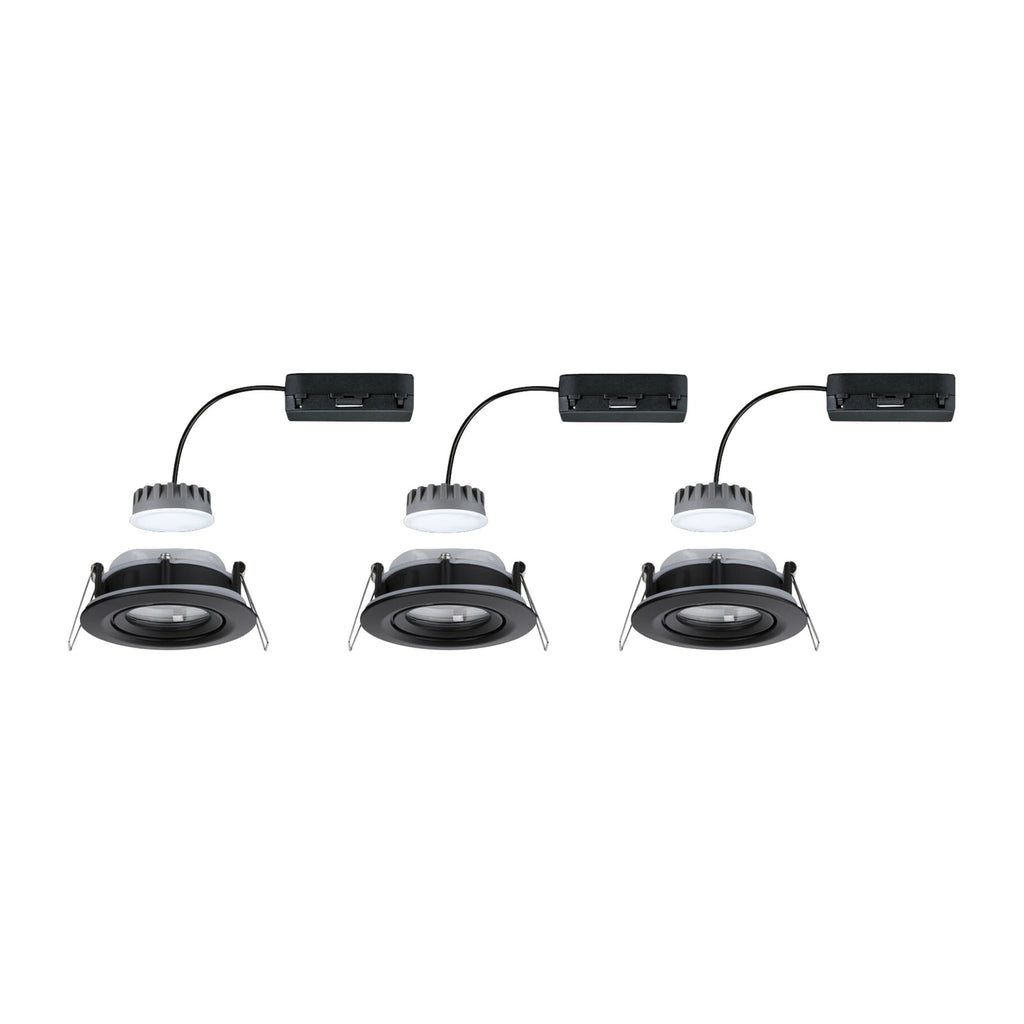 LED innbyggingsspot Nova Plus Coin 3-pack svart vinkeljustering