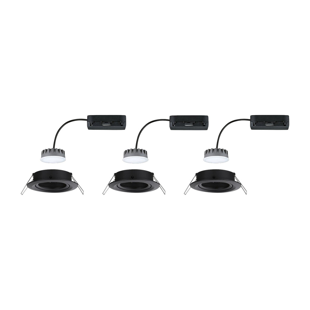 LED innbyggingsspot Nova Plus Coin 3-pack svart dimbar side