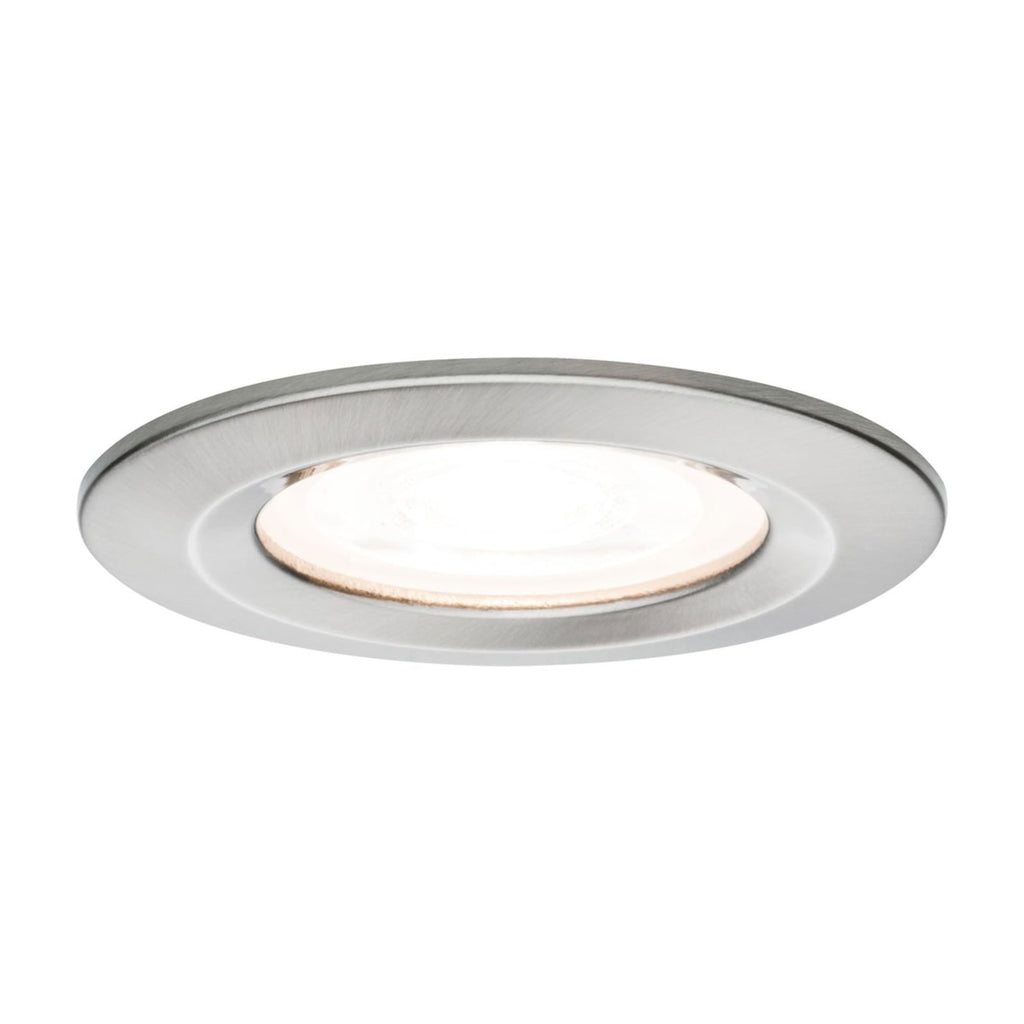 LED innbyggingsspot Nova rund dimbar GU10 IP44 sølv forfra
