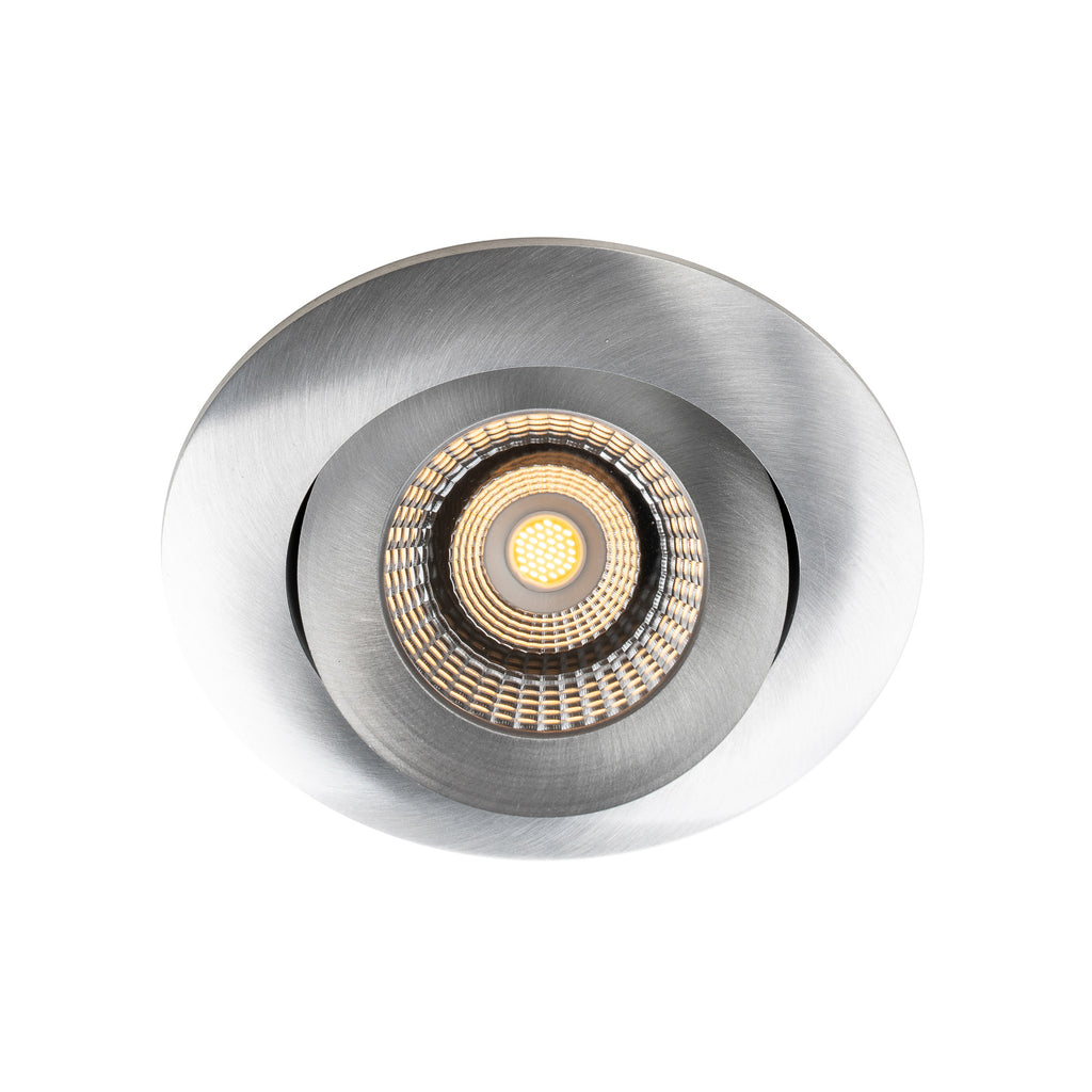 LED innbyggingsspot One 360° dim-to-warm IP44 alu Ø9 cm forfra