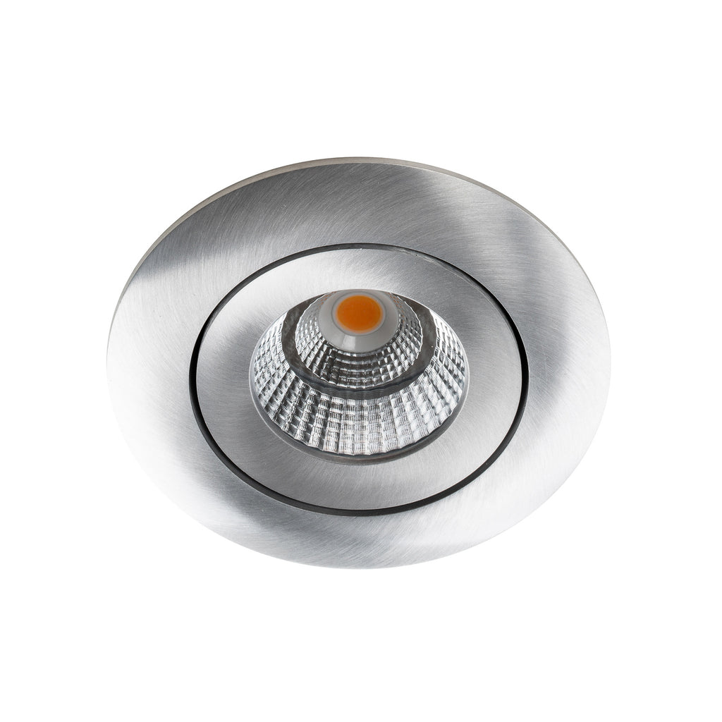 LED innbyggingsspot One 360° dim-to-warm IP44 alu Ø9 cm montert i tak
