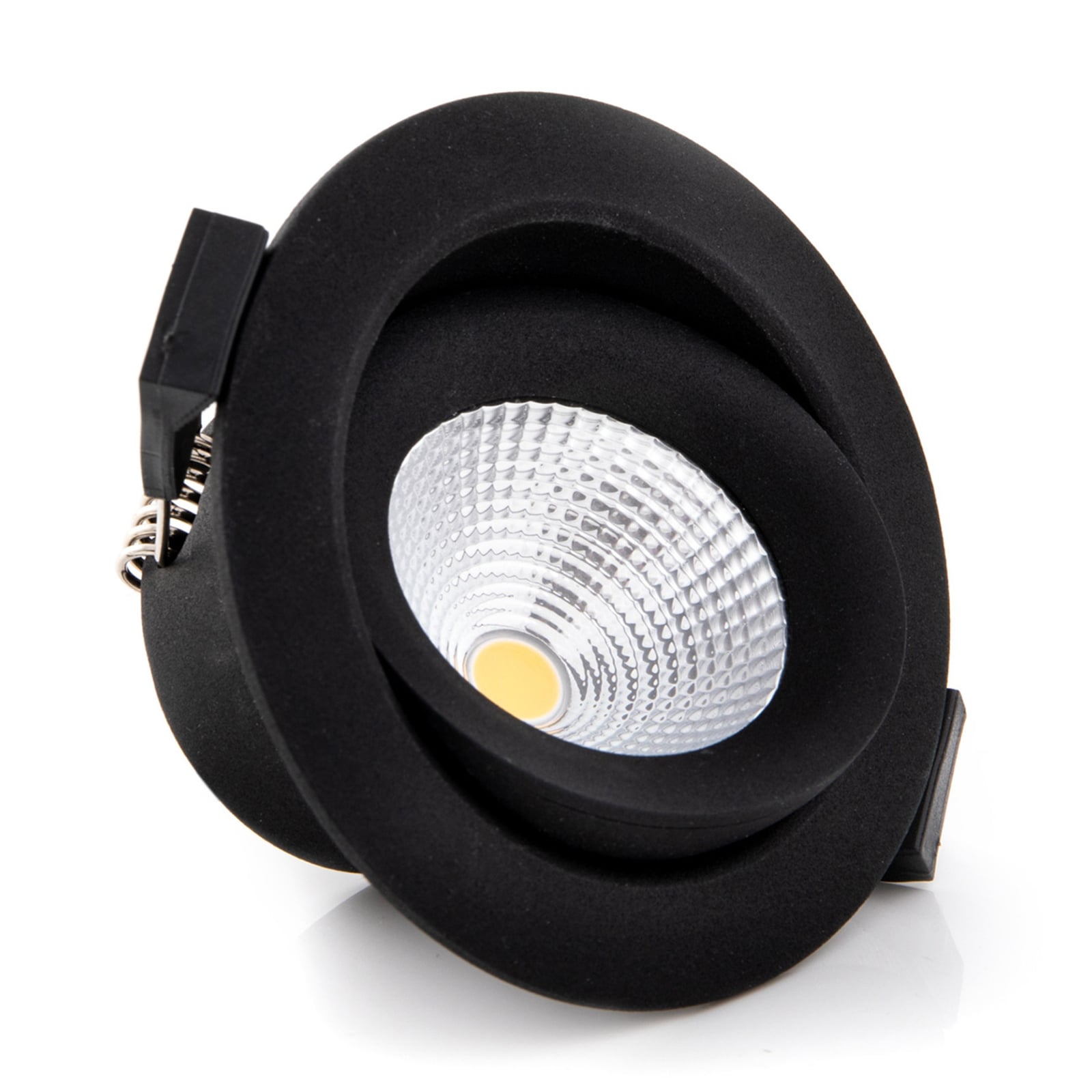 LED innbyggingsspot One 360° dimbar svart IP44 8W 2700K forfra