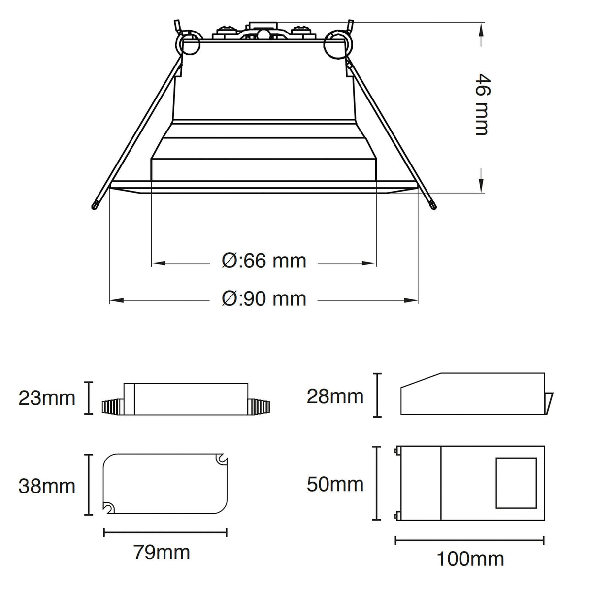 LED innbyggingsspot One 360° SunLike svart 8W IP44 dimbar oversikt