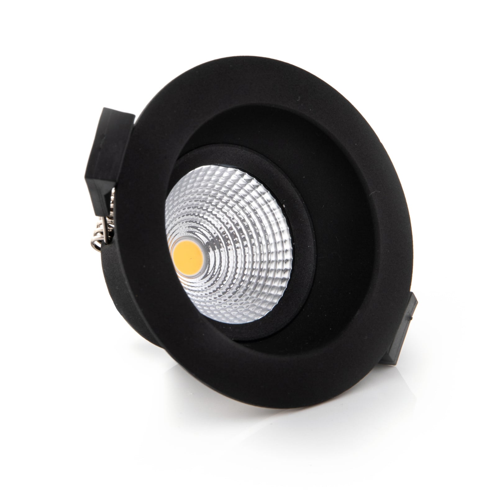 LED innbyggingsspot One Soft dim-to-warm svart IP44 montert i tak