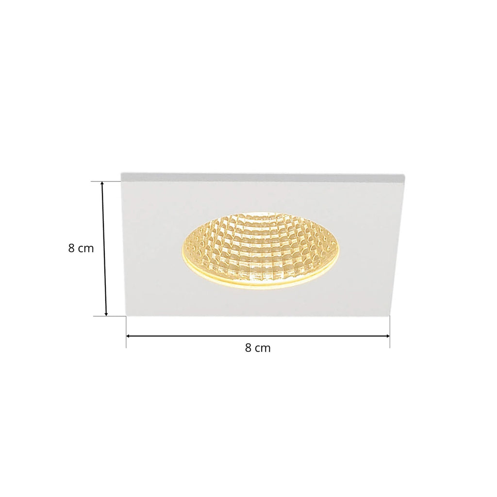 LED innbyggingsspot Patta-I kvadratisk hvit IP65 8x8 cm side