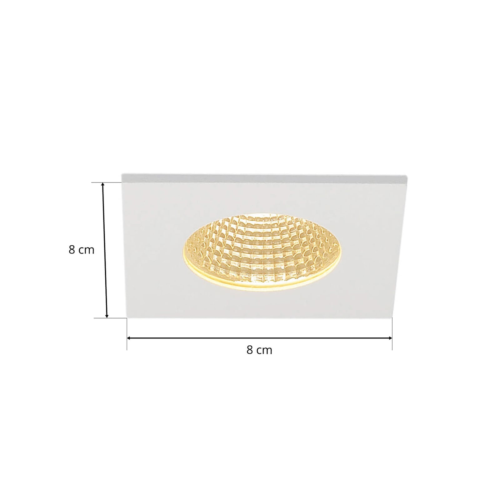 LED innbyggingsspot Patta-I kvadratisk hvit IP65 8x8 cm side
