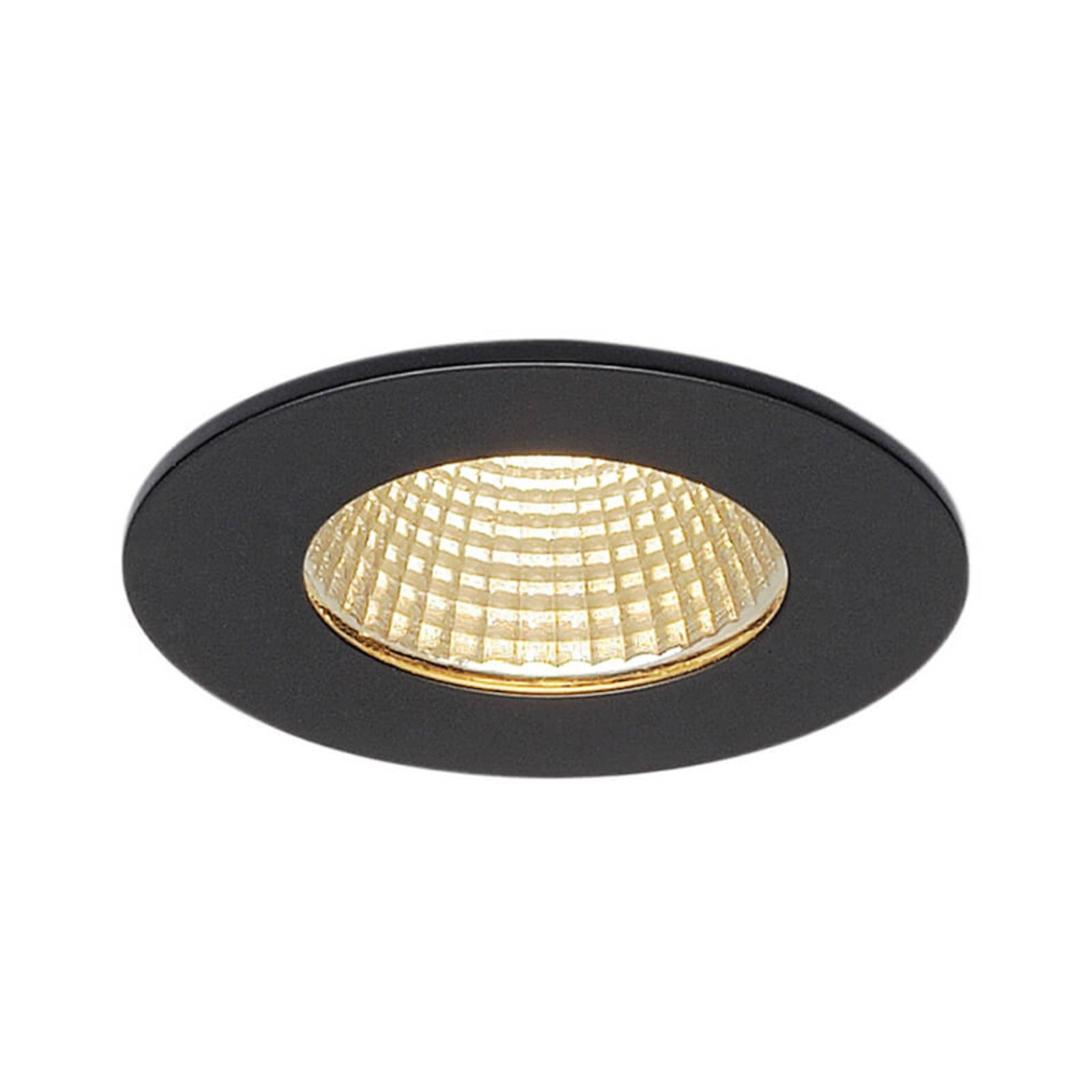 LED innbyggingsspot Patta-I rund svart matt dimbar IP65 forfra