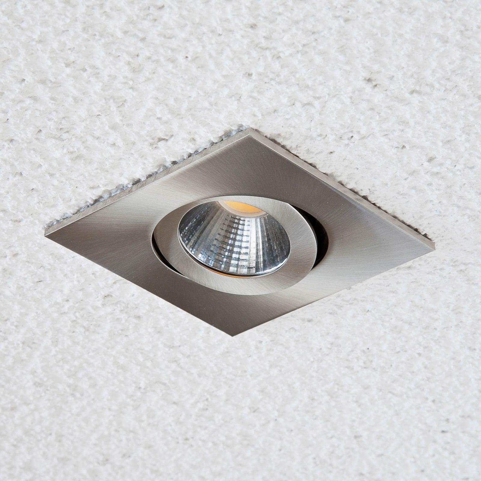 LED innbyggingsspot PC20 firkantet svingbar dimbar rustfritt stål 6W forfra
