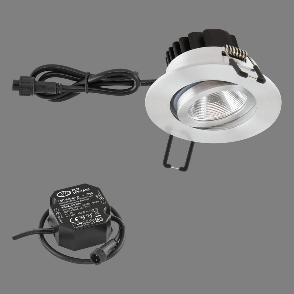 LED innbyggingsspot PC65 rund dimbar aluminium IP65 6W - EVN bakside