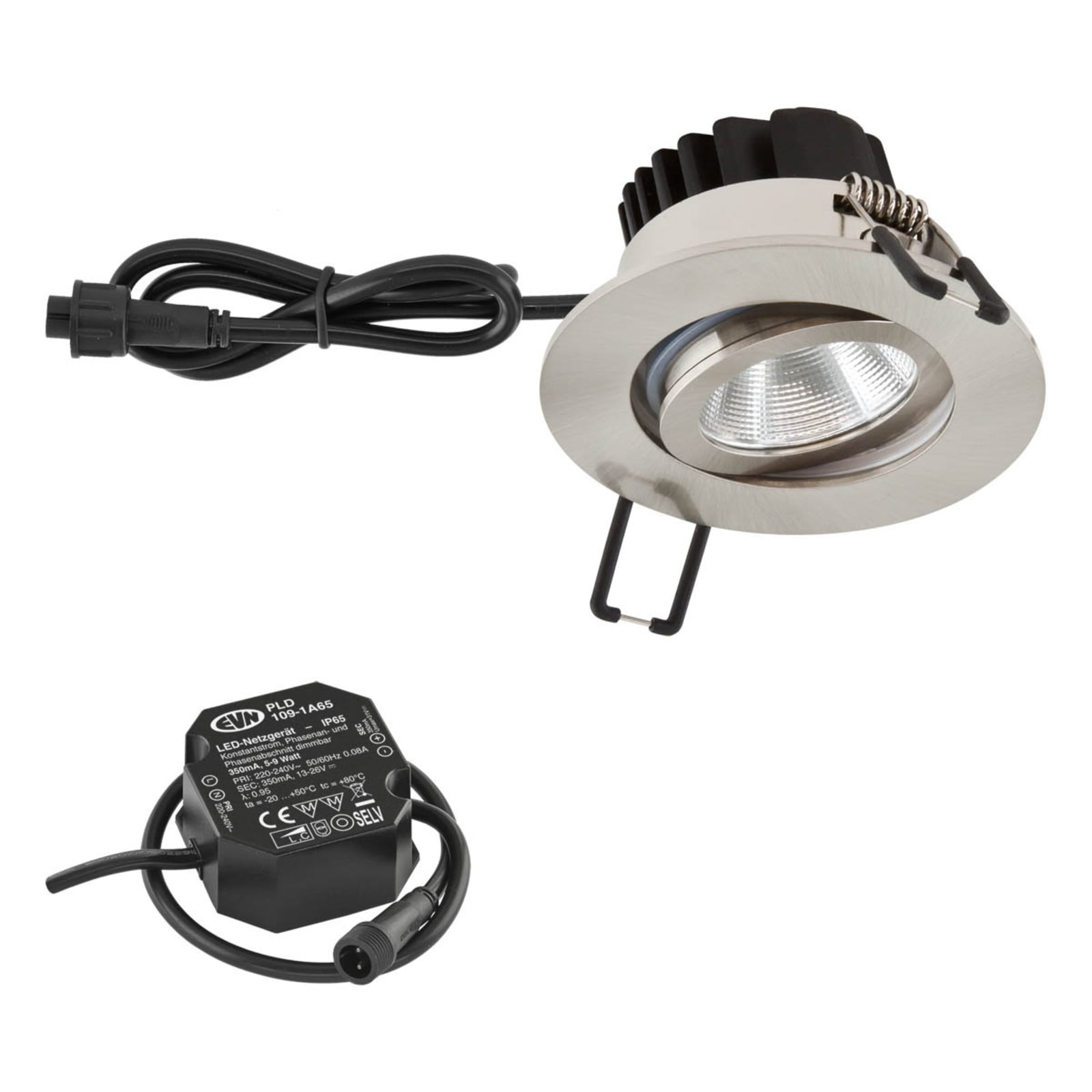 LED innbyggingsspot PC65 rund dimbar rustfritt stål IP65 6W forfra