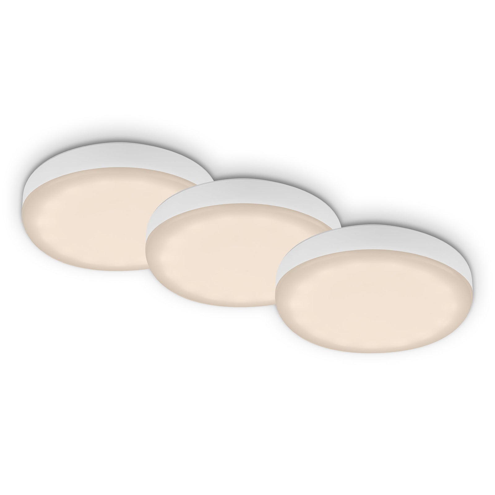 LED innbyggingsspot Plat 3-pack hvit forfra