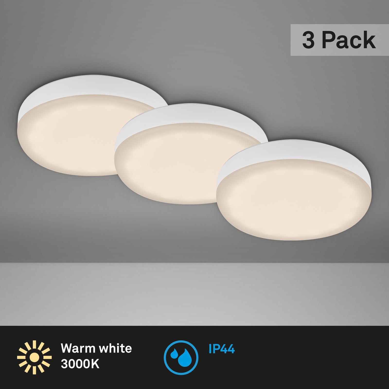 LED innbyggingsspot Plat 3-pack hvit detalj
