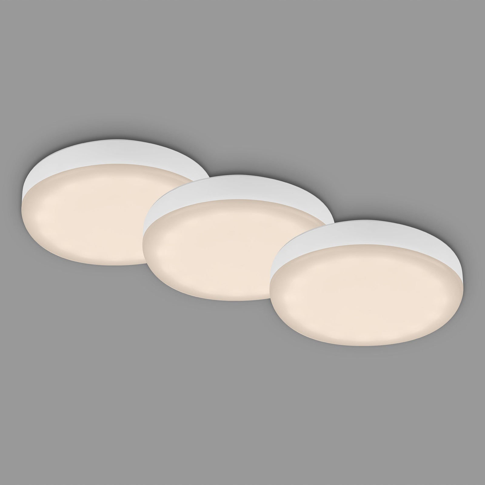 LED innbyggingsspot Plat 3-pack hvit montert i tak