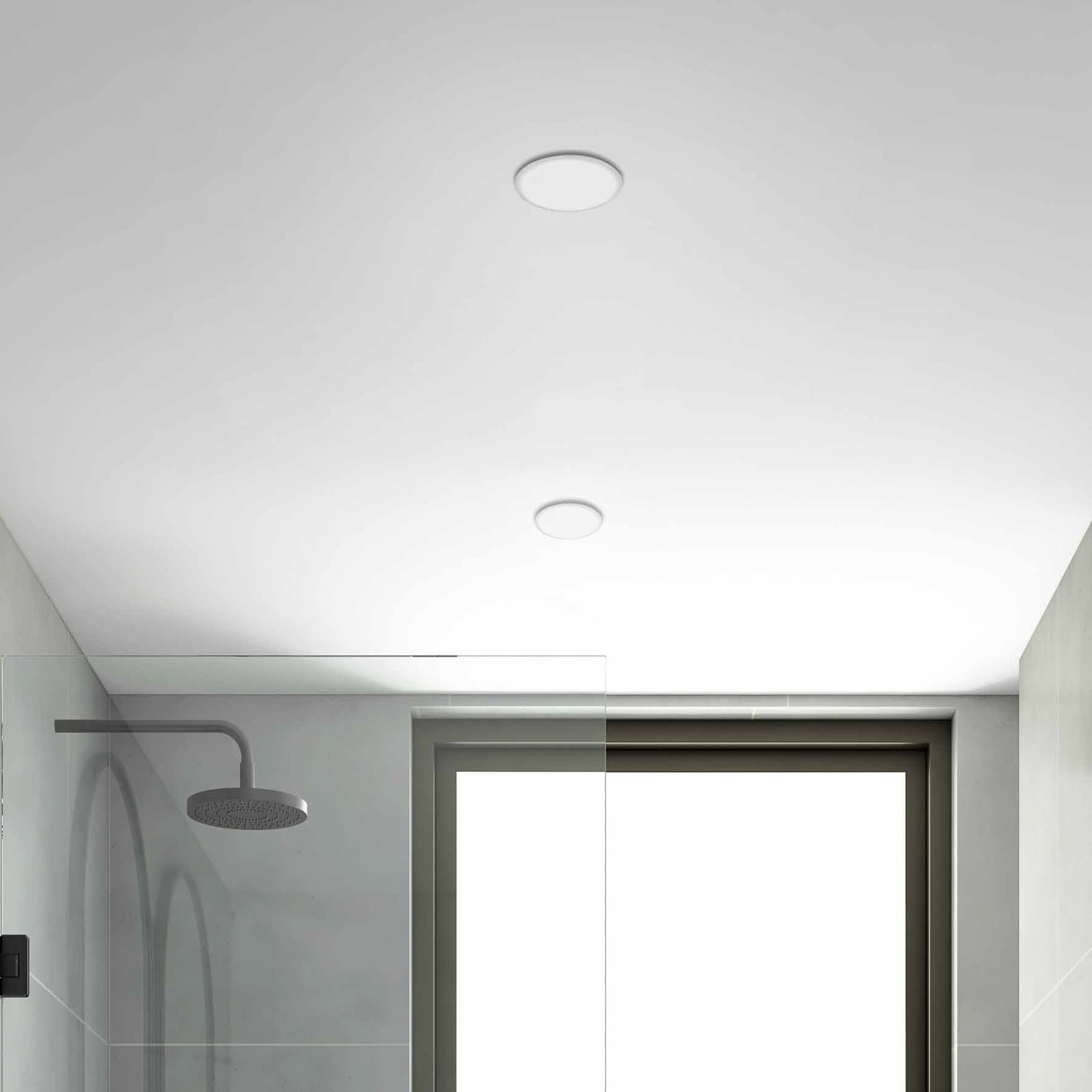LED innbyggingsspot Plat 3-pack hvit med lys på