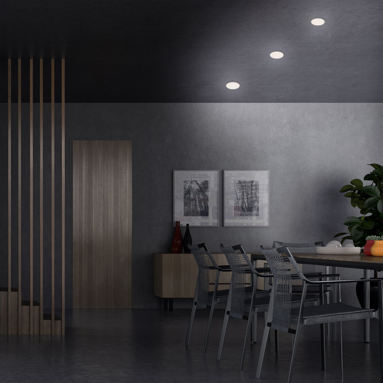 LED innbyggingsspot Plat hvit Ø7,5 cm 4000K IP44 detalj