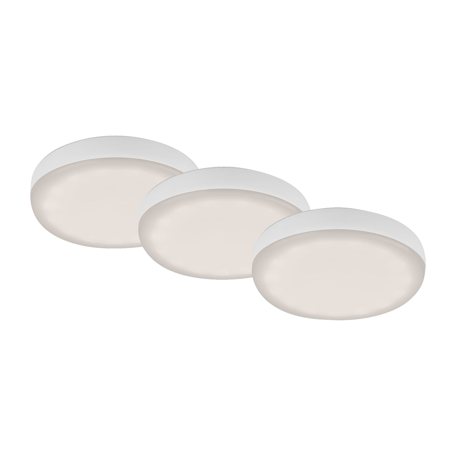 LED innbyggingsspot Plat hvit 3-pack IP44 4000K Ø7,5 cm forfra