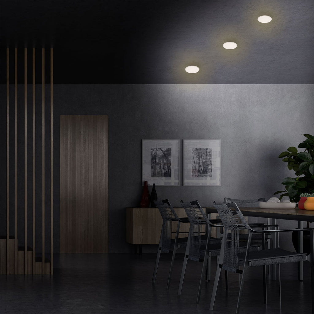 Detalj av LED innbyggingsspot Plat hvit Ø10 cm 6W 3000K IP44 Briloner