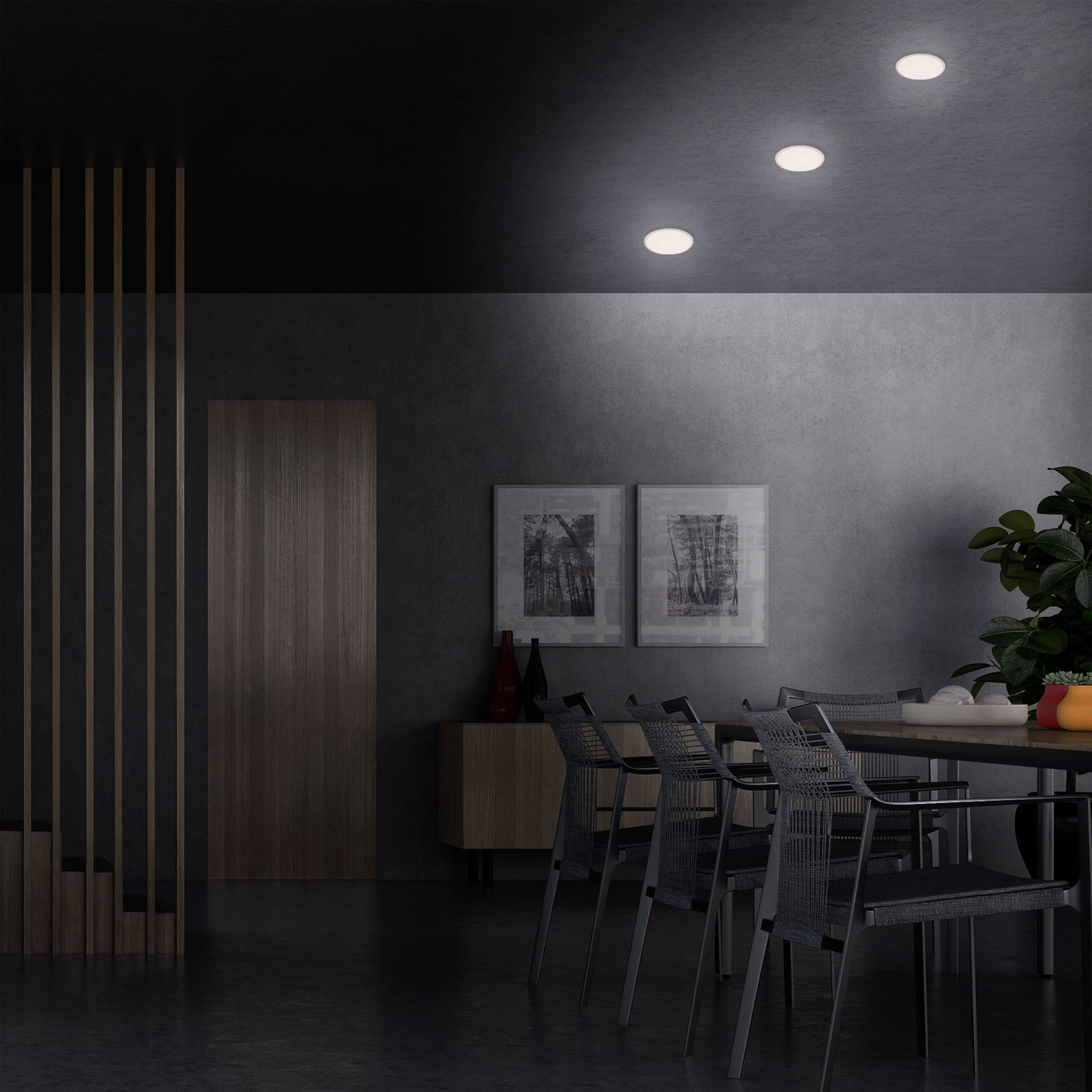 LED innbyggingsspot Plat hvit Ø10 cm IP44 6W 4000K Briloner detalj