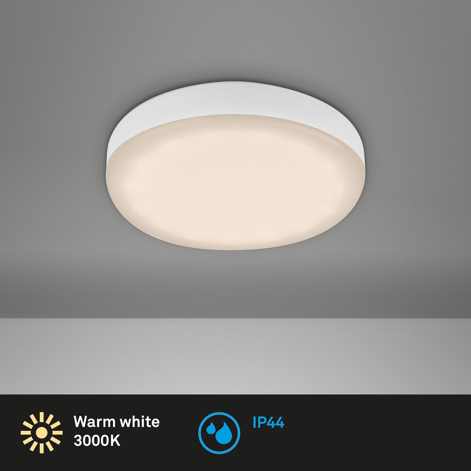 LED innbyggingsspot Plat hvit Ø7,5 cm IP44 3000K detalj