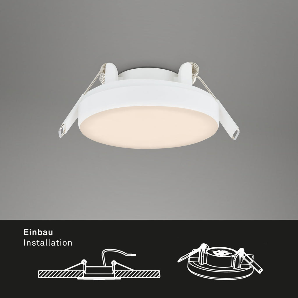 LED innbyggingsspot Plat hvit Ø7,5 cm IP44 3000K montert i tak