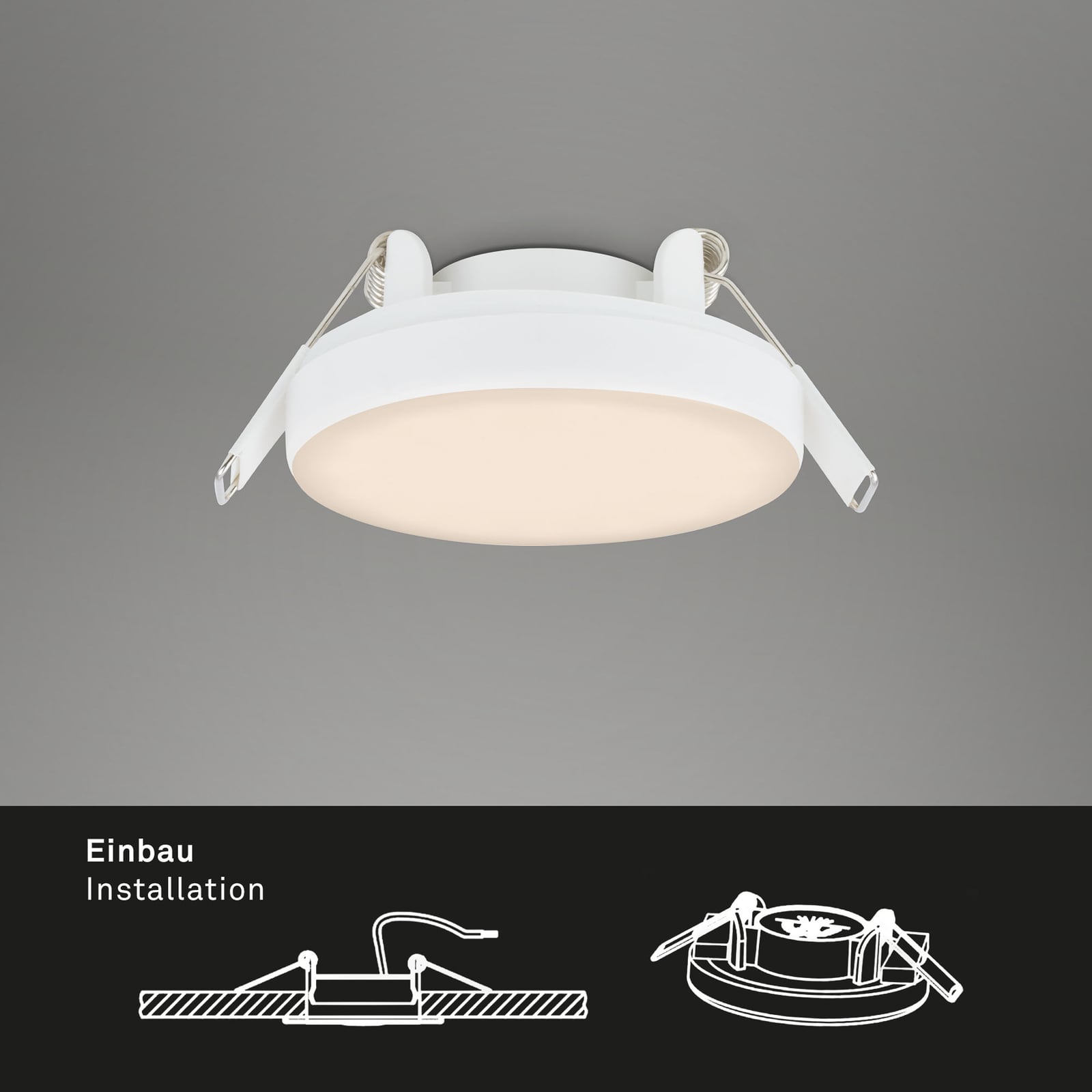 LED innbyggingsspot Plat hvit Ø7,5 cm IP44 3000K montert i tak
