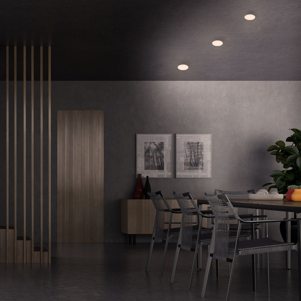 LED innbyggingsspot Plat hvit Ø7,5 cm IP44 3000K lysdetalj