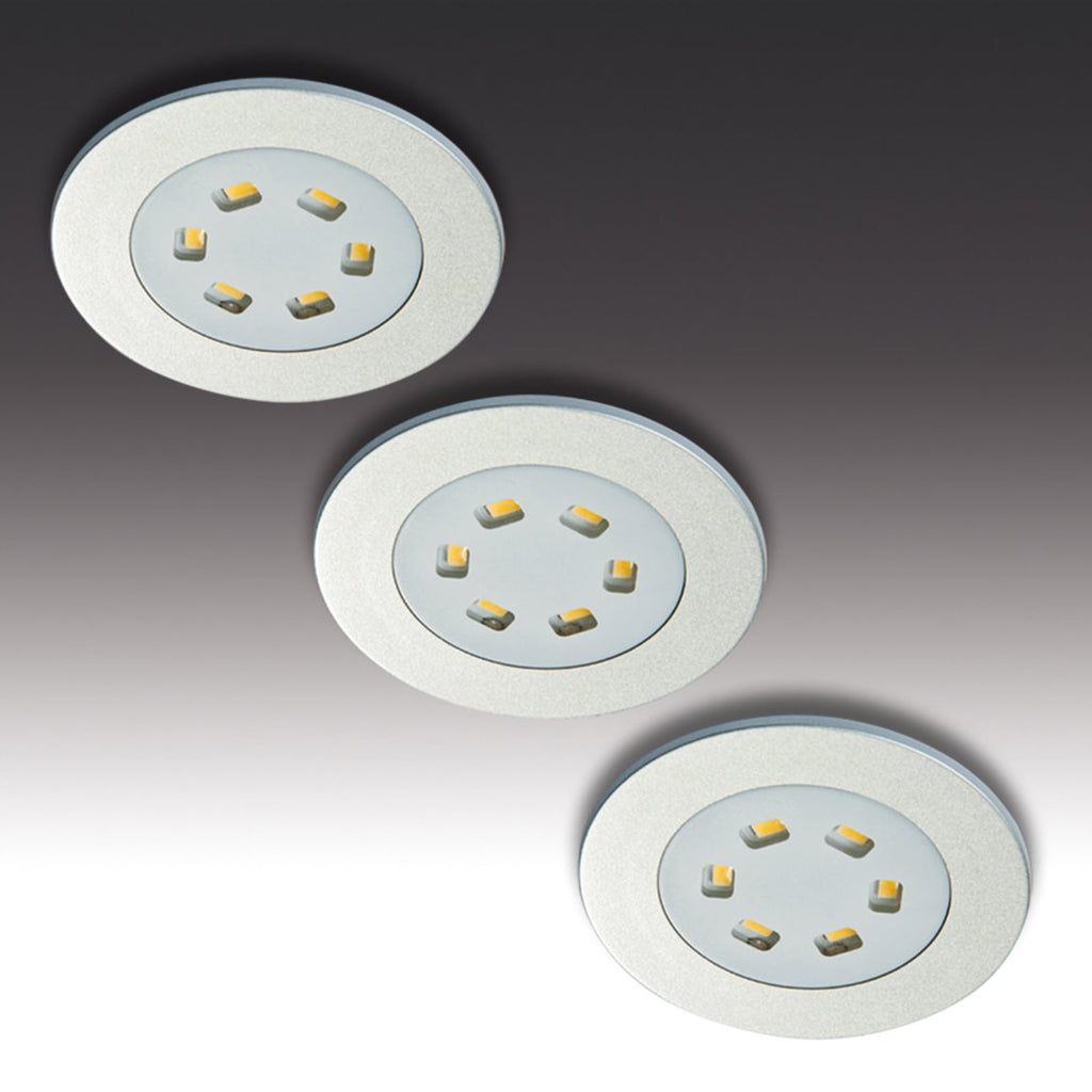 LED innbyggingsspot R 55 3-pack rustfritt stål foran